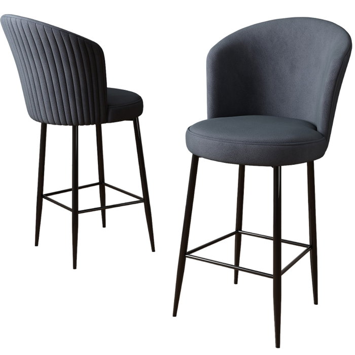 Hanah Home Taburetes de Bar Alte Antracita y Negro (2 Piezas) - Ancho 46cm, Alto 102cm, Profundidad 40cm